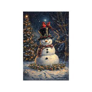 Winter Christmas Tree Unframed Canvas Wall Art  24" X 36"